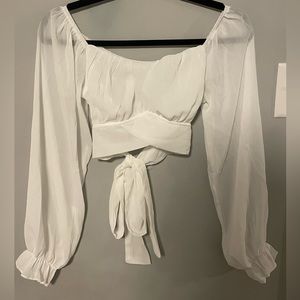 Sheer off the shoulder Amazon crop top